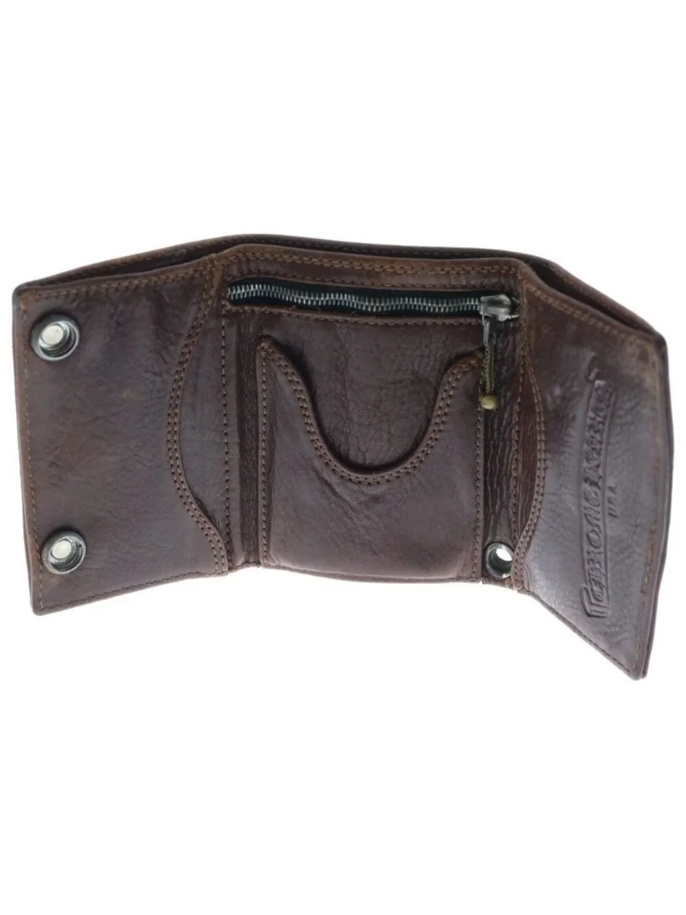 Chrome Hearts BS Flare Button Leather Wallet Brown